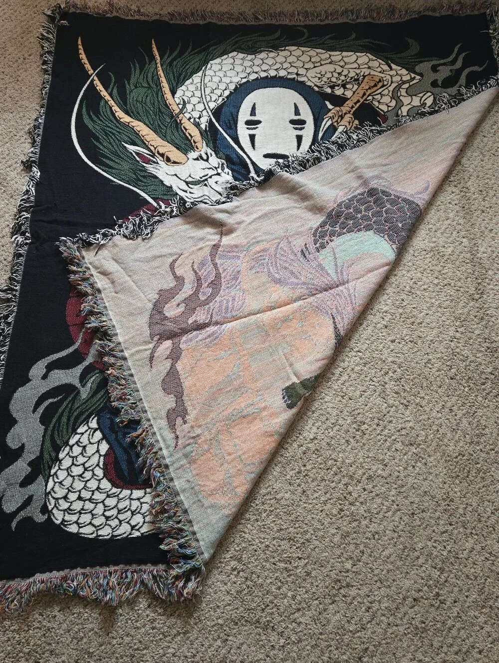 Spirited Away No-Face & Haku Dragon Wall Tapestry Throw